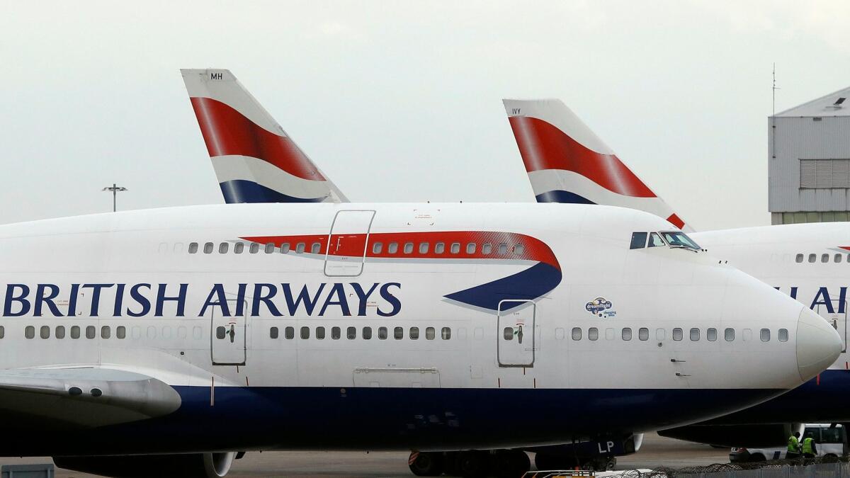 British Airways jets at Heathrow Airport.