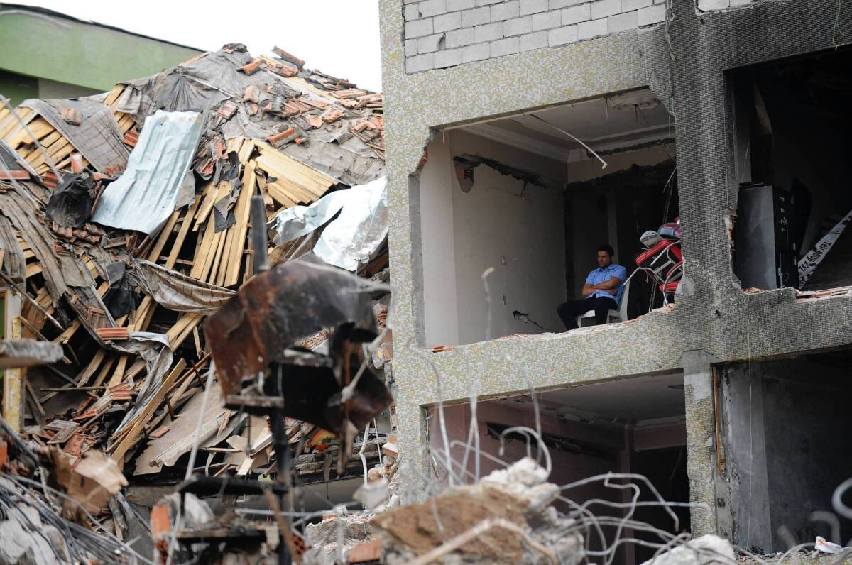 Many buildings were left with heavy damage after twin bombings on May 11 ripped through a section of Reyhanli, Turkey, near the border with Syria.