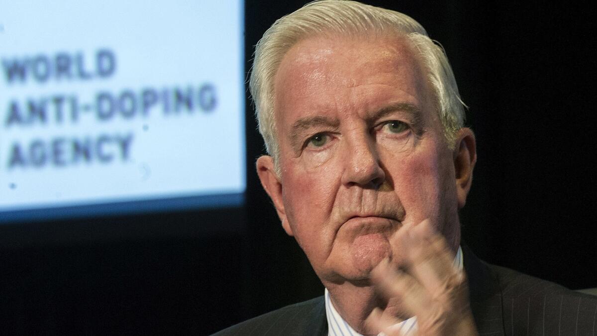 Craig Reedie, president of the World Anti-Doping Agency, stresses a point during a conference this spring in Montreal.