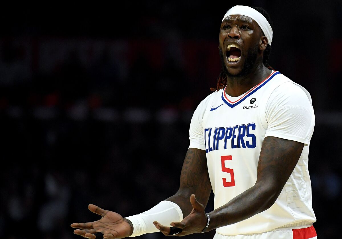 The Clippers' Montrezl Harrell gestures during a game against the Phoenix Suns.