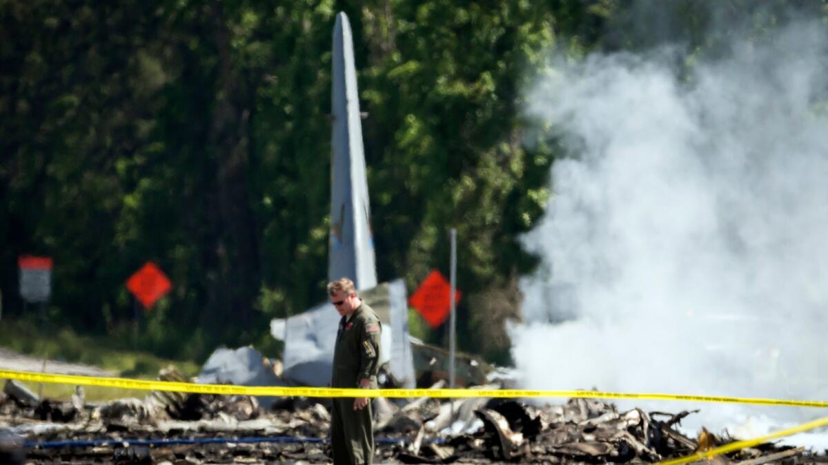 The ruins of a military plane that crashed near Savannah, Ga., on Wednesday.