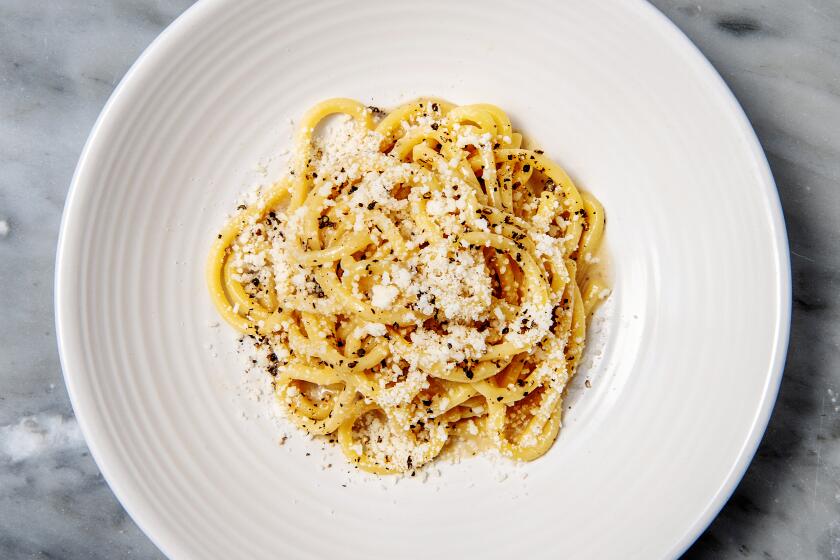 VENICE, CA - JULY 22: Cacio e pepe from Felix Trattoria on Thursday, July 22, 2021 in Venice, CA.(Mariah Tauger / Los Angeles Times)