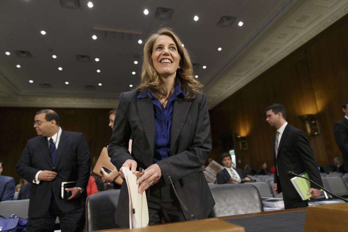 Sylvia Mathews Burwell, President Obama's nominee to become secretary of Health and Human Services, arrives for her Senate confirmation hearing Thursday.