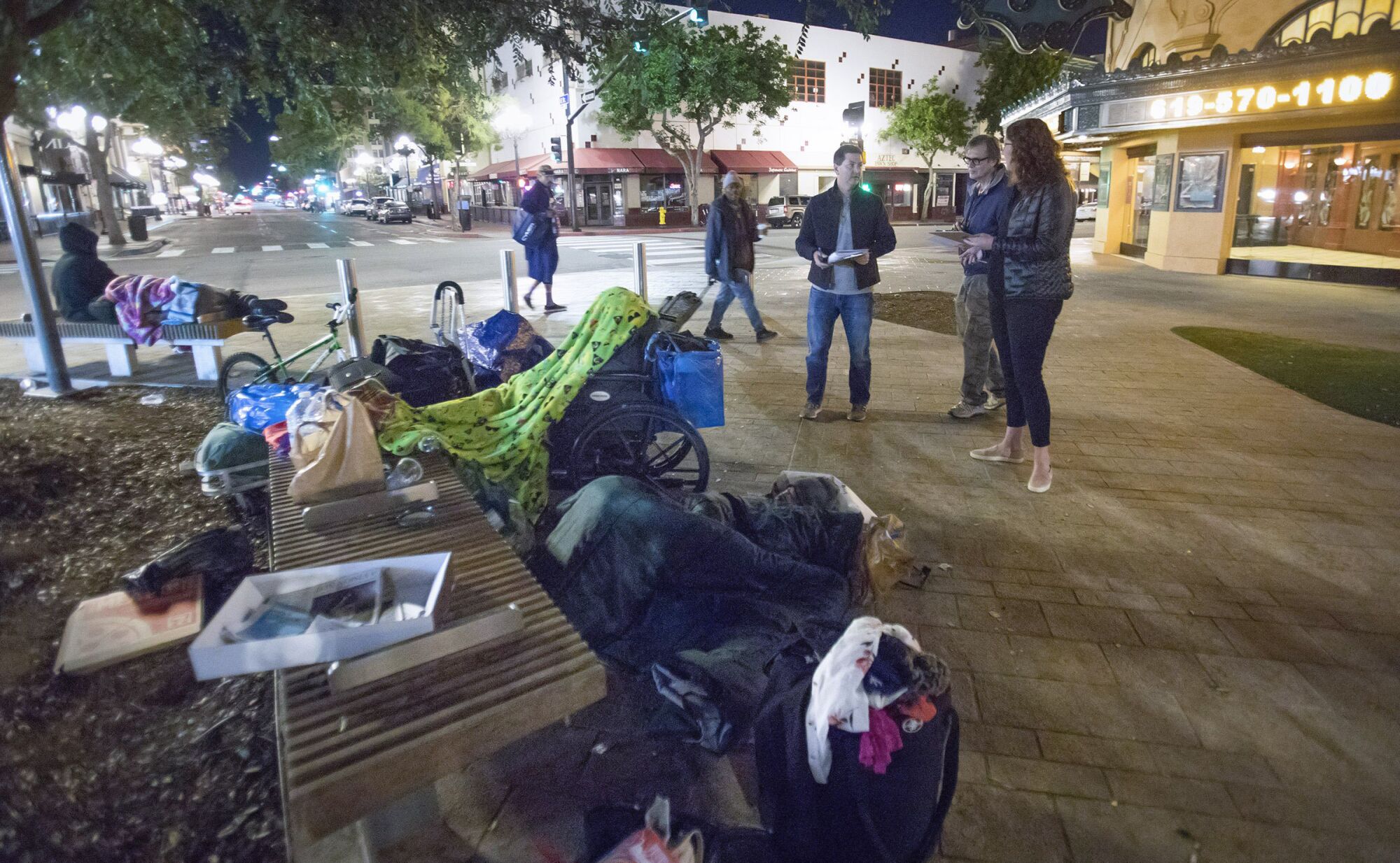 Horton Plaza Park during this year's annual homeless count.