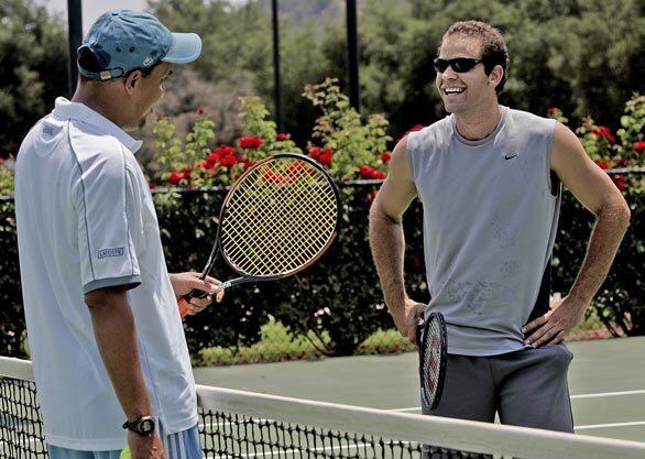 Sampras is still bushy haired and fit, living now within the gated grounds at Sherwood Country Club with his actress wife and two kids.