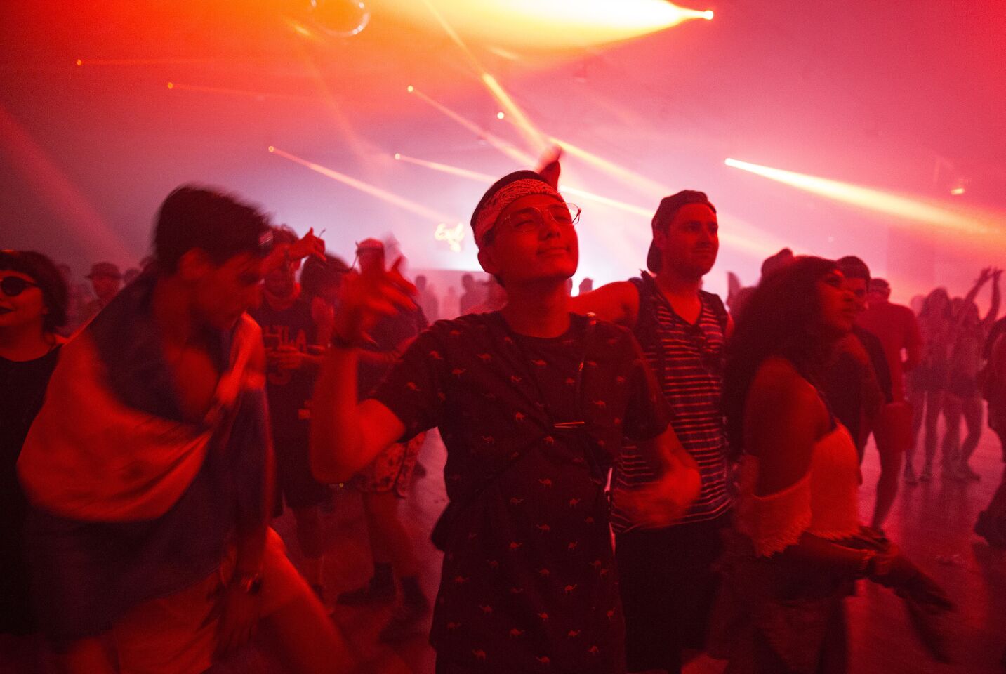 Festivalgoers groove in the Yuma tent at the festival in Indio.