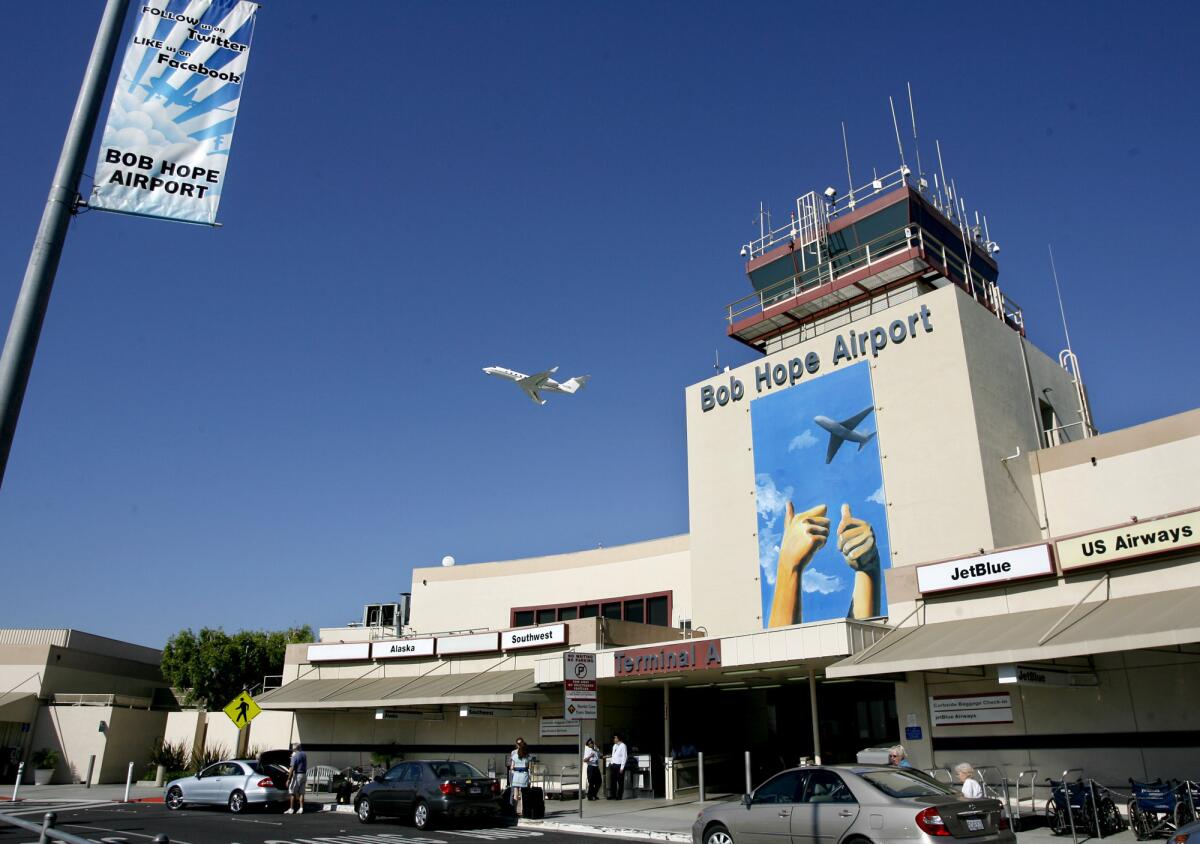 In this Oct. 2012 photo, an airplane takes off at the Bob Hope Airport. The airport logged 342,095 passengers in August, compared to 342,390 in August 2014, missing airport projections for the month by 8,170 passengers.