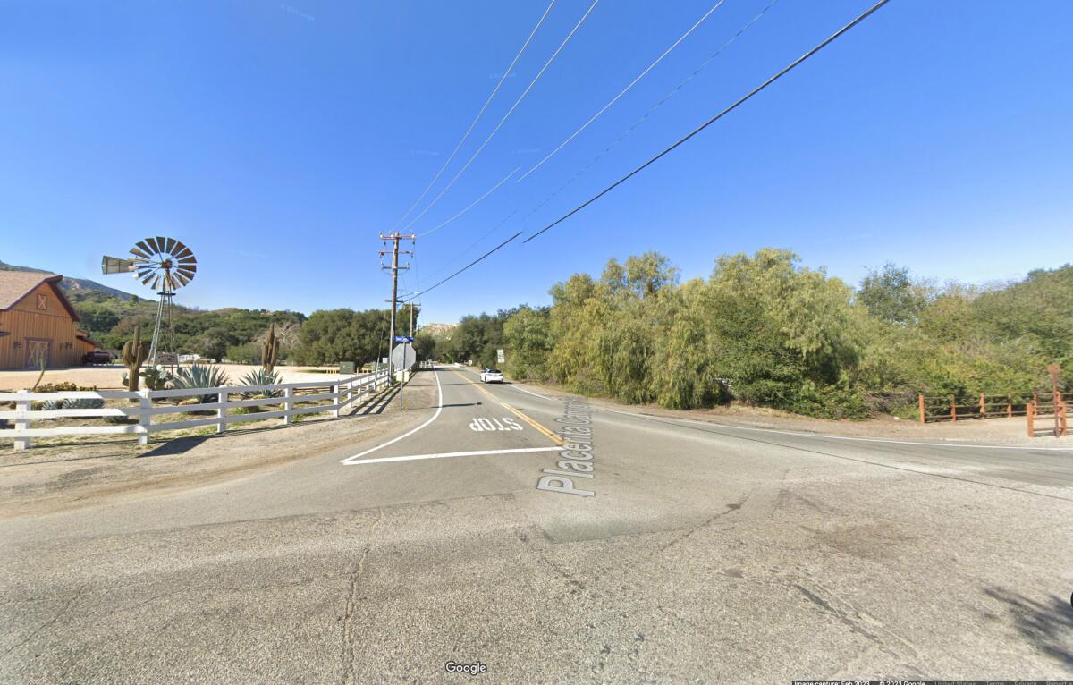 The intersection of Sand Canyon and Placerita Canyon roads in Canyon Country