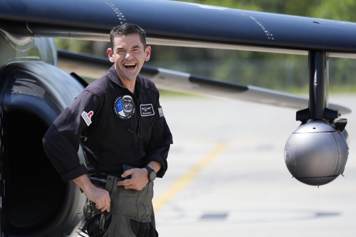 Jared Isaacman arrives at the Kennedy Space Center in Cape Canaveral, Fla., on Aug. 19.