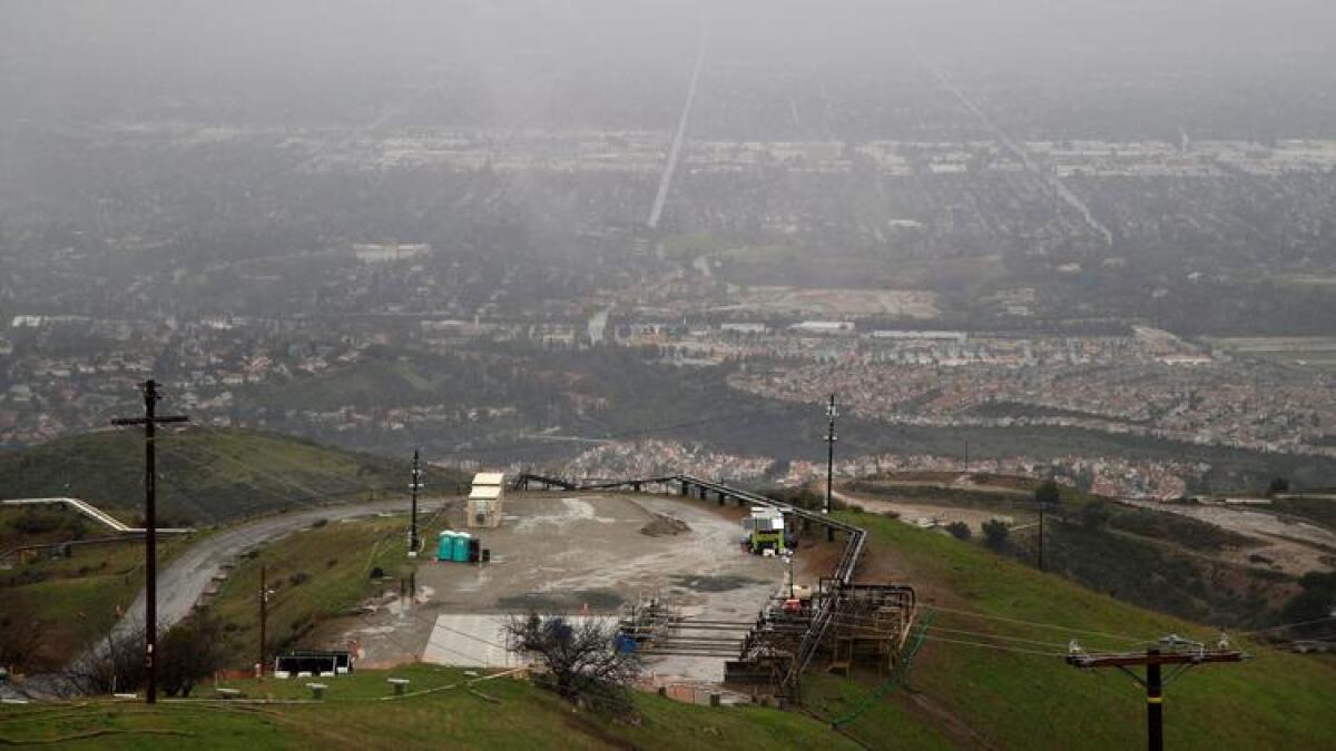 A tarp covers the well where the 2015 gas leak occurred at the Aliso Canyon storage facility.