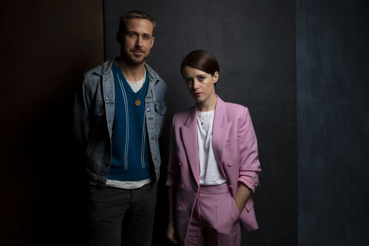 Actor Ryan Gosling and actress Claire Foy from the film "First Man."