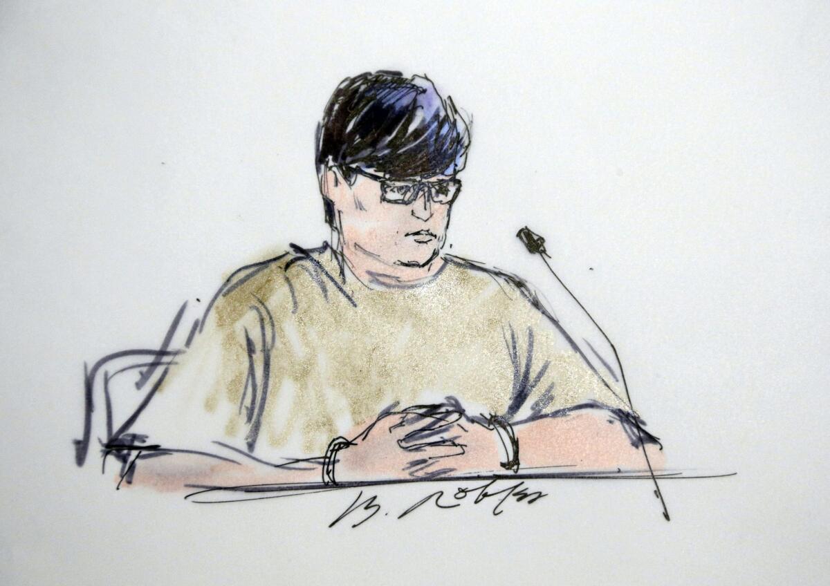 Court drawing of Enrique Marquez Jr. in federal court in 2015