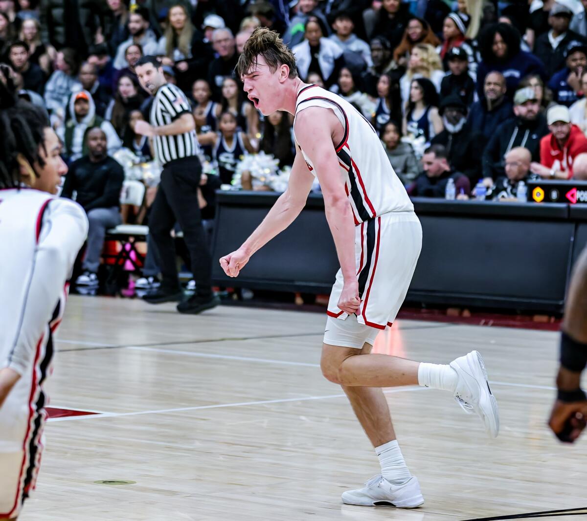 Nikolas Khamenia of Harvard-Westlake gets fired up in a win over Sierra Canyon.
