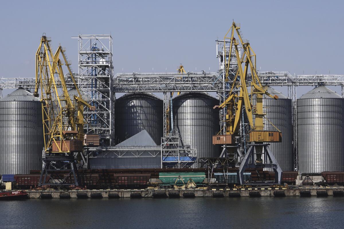 Grain storage terminal in the port of Odesa, Ukraine