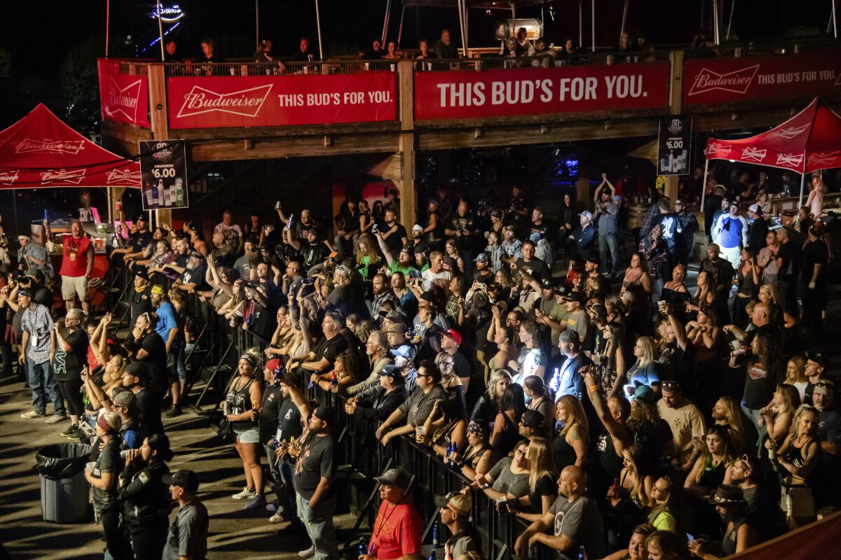 Fans attend a performance at the Sturgis Motorcycle Rally
