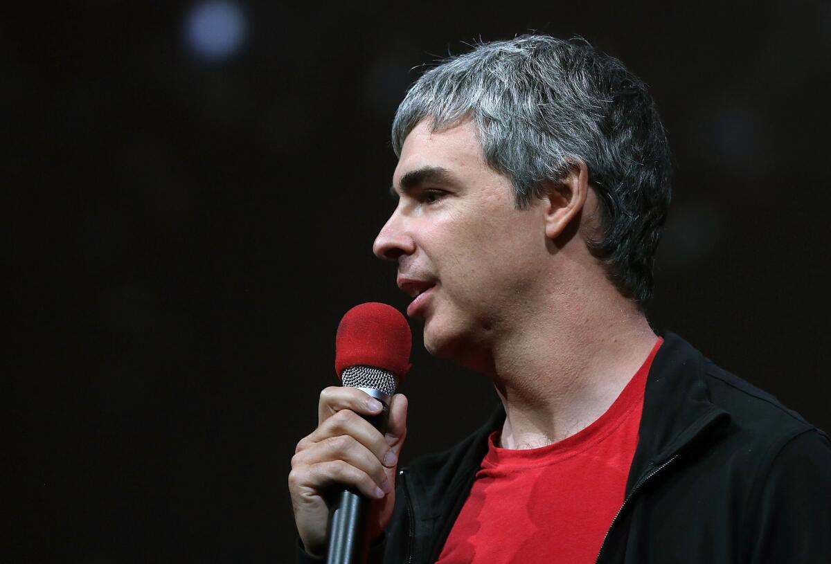 Larry Page, Google co-founder and chief executive, at the Google I/O developers conference in San Francisco in May.