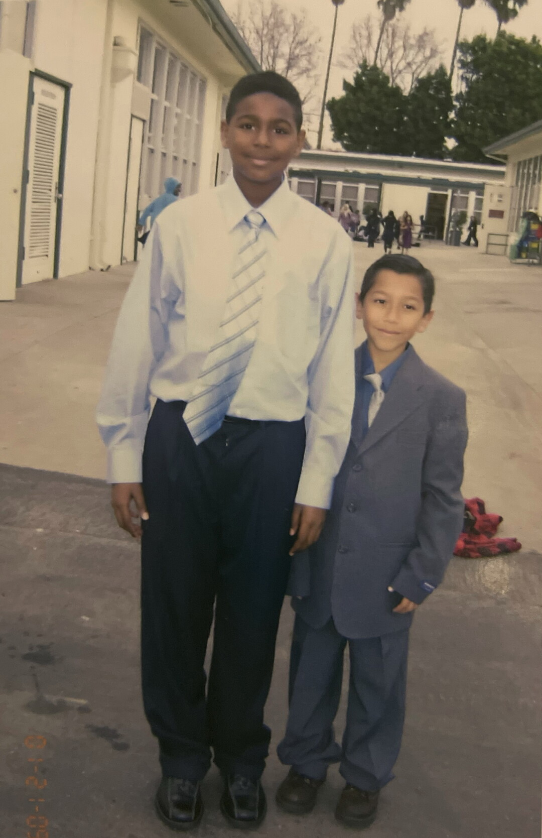 Myles Johnson, left, with his friend and fourth grade classmate Dorian Rodriguez.