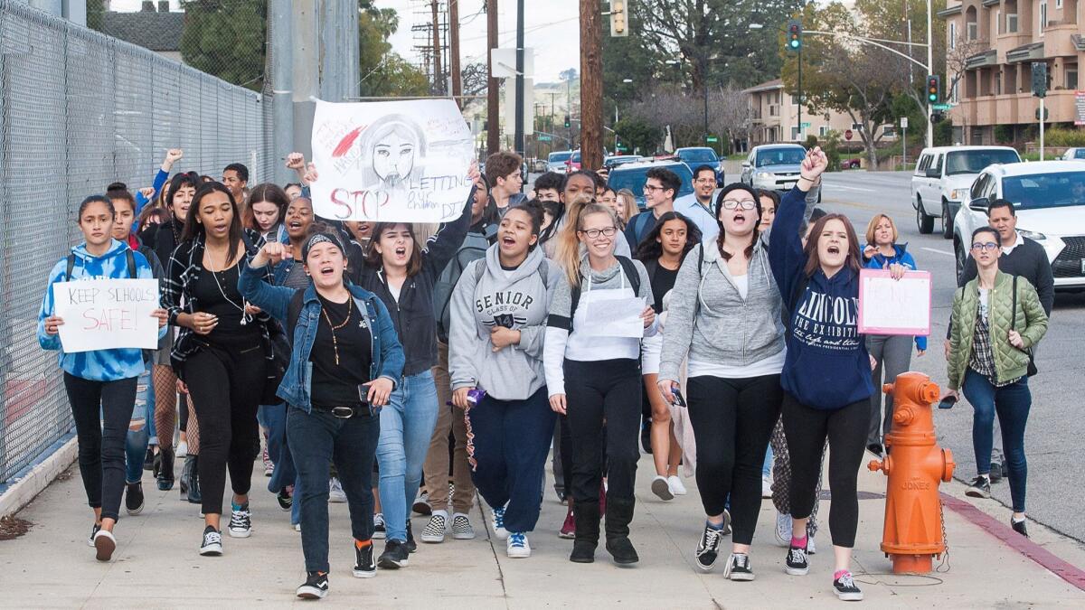 Last week, Burbank High students marched during a walkout protesting gun violence and to remember students killed at Marjory Stoneman Douglas High School. Saturday, residents will head to the Chandler Bike Path for a local March for Our Lives event.