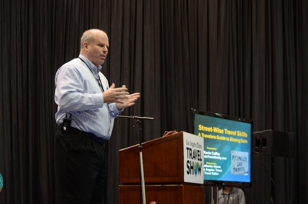 Kevin Coffey is an expert on travel crime avoidance and author of the book "Traveler Beware! An Undercover Cop's Guide to Avoiding: Pickpockets, Luggage Theft, and Travel Scams." He appeared Saturday and will return at 1 p.m. Sunday at the L.A. Times Travel Show.