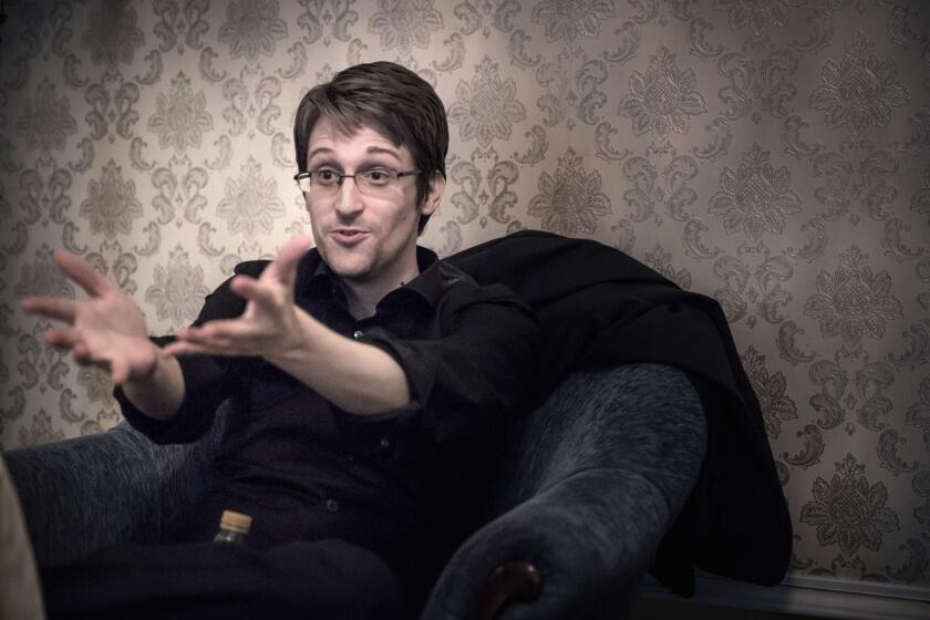 Former U.S. intelligence contractor and whistleblower Edward Snowden gives an interview with Swedish daily newspaper Dagens Nyheter in Moscow on Oct. 21.
