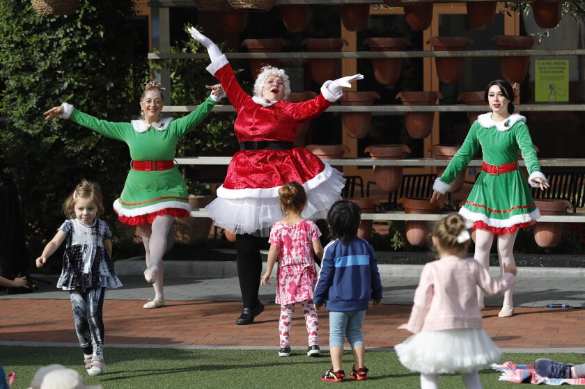 Kids enjoy "Ballet with Mrs. Claus," led by Jenny Jones of Creative Parties for Kids at Bella Terra  in Huntington Beach.