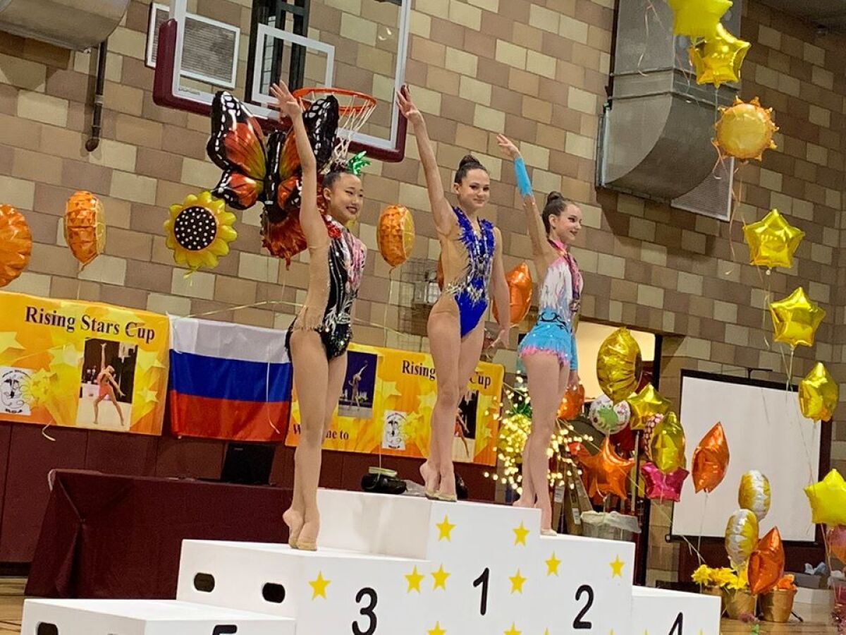 Ariana Kogan, an 8th grade student at Carmel Valley Middle School, earned first place with the Ribbon routine.