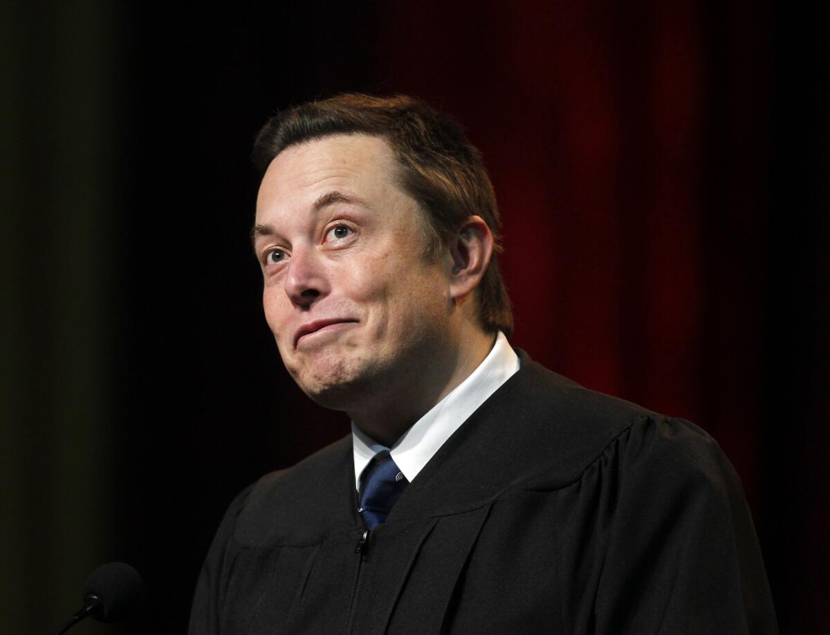 Tesla and SpaceX founder Elon Musk gave the 2014 commencement address at USC's Marshall School of Business at the Galen Center.