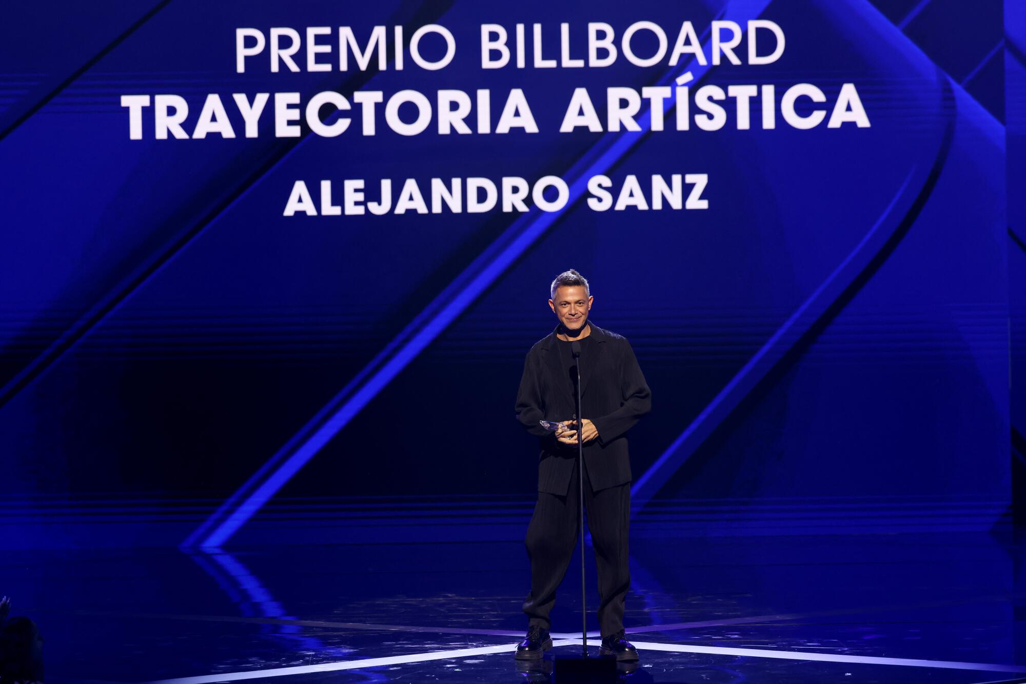 Alejandro Sanz, winner of the Premio Billboard Trayectoria Artística Award in Miami, FL on October 17, 2024