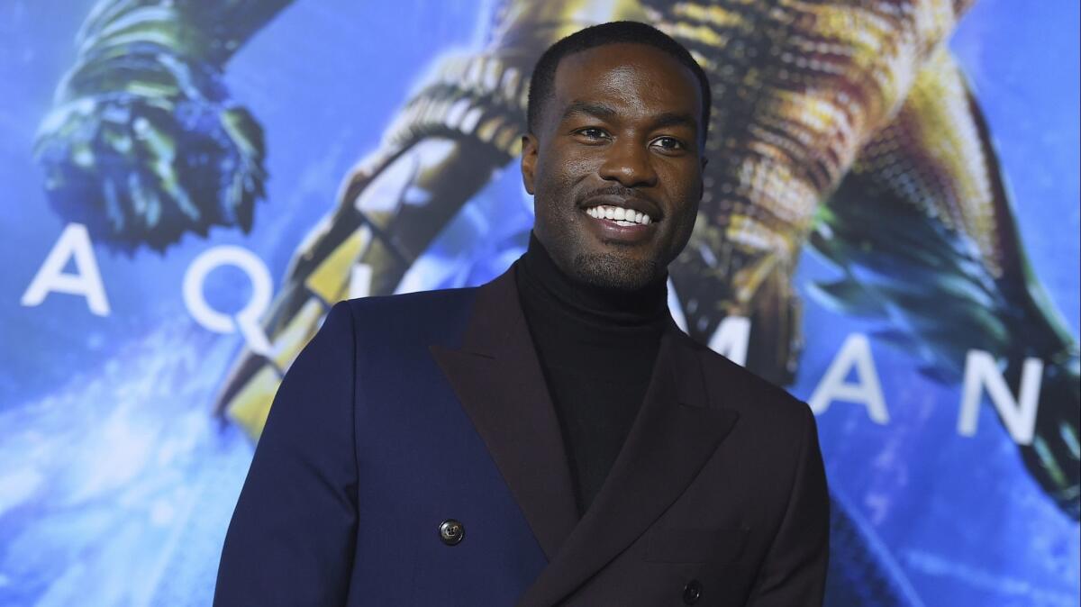 Yahya Abdul-Mateen II at the "Aquaman" premiere.