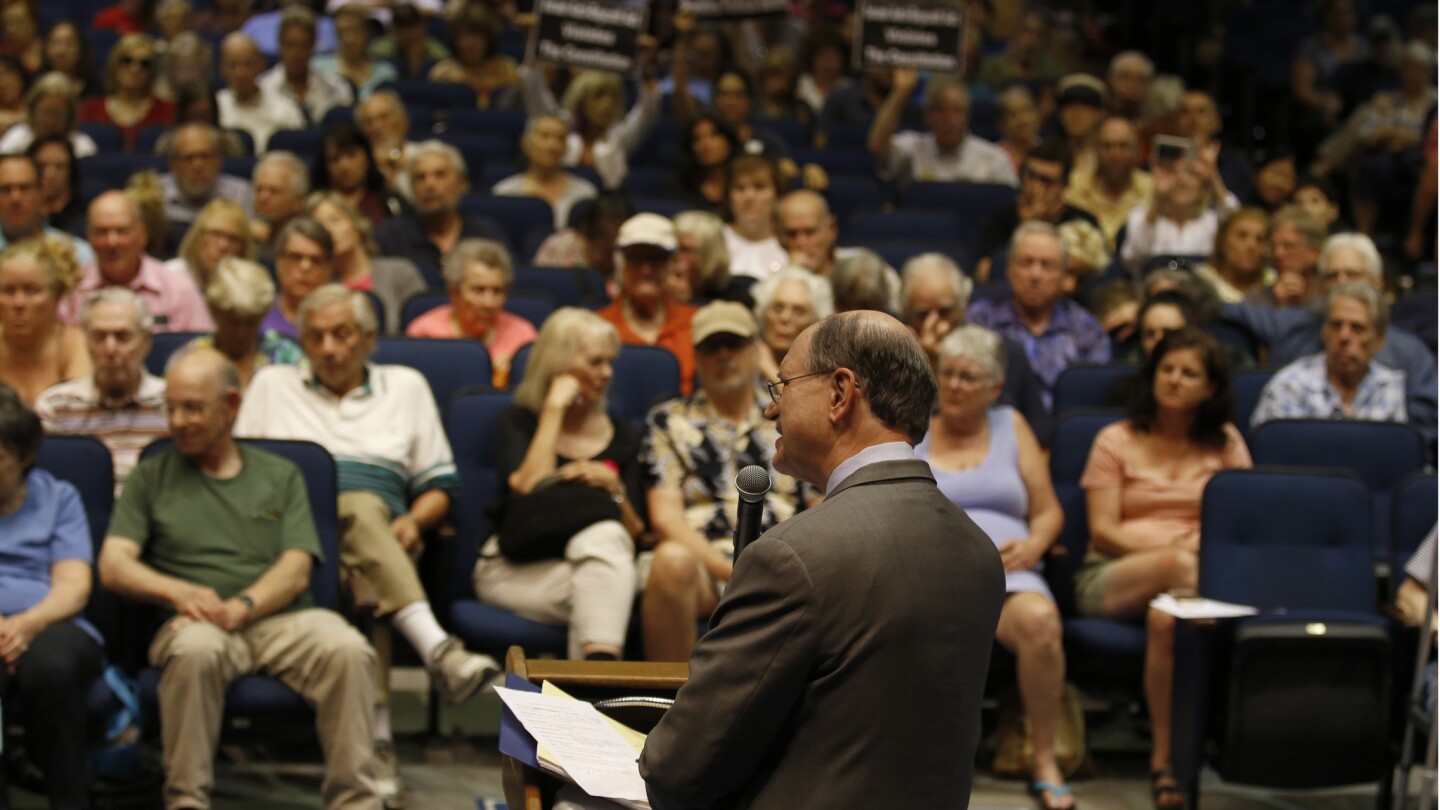Rep. Brad Sherman (D-Sherman Oaks) holds a town hall meeting at Reseda High School in Reseda, CA.