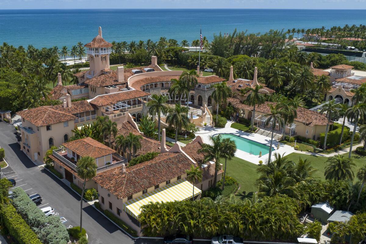 FILE - President Donald Trump's Mar-a-Lago estate in Palm Beach, Fla., Aug. 31, 2022. A document purporting to be from the U.S. government and claiming the Treasury Department had information related to the search at Mar-a-Lago was a fabrication. A review of court documents and interviews by The Associated Press shows identical documents were filed in a separate case brought by a federal inmate at a prison medical center in North Carolina.(AP Photo/Steve Helber)