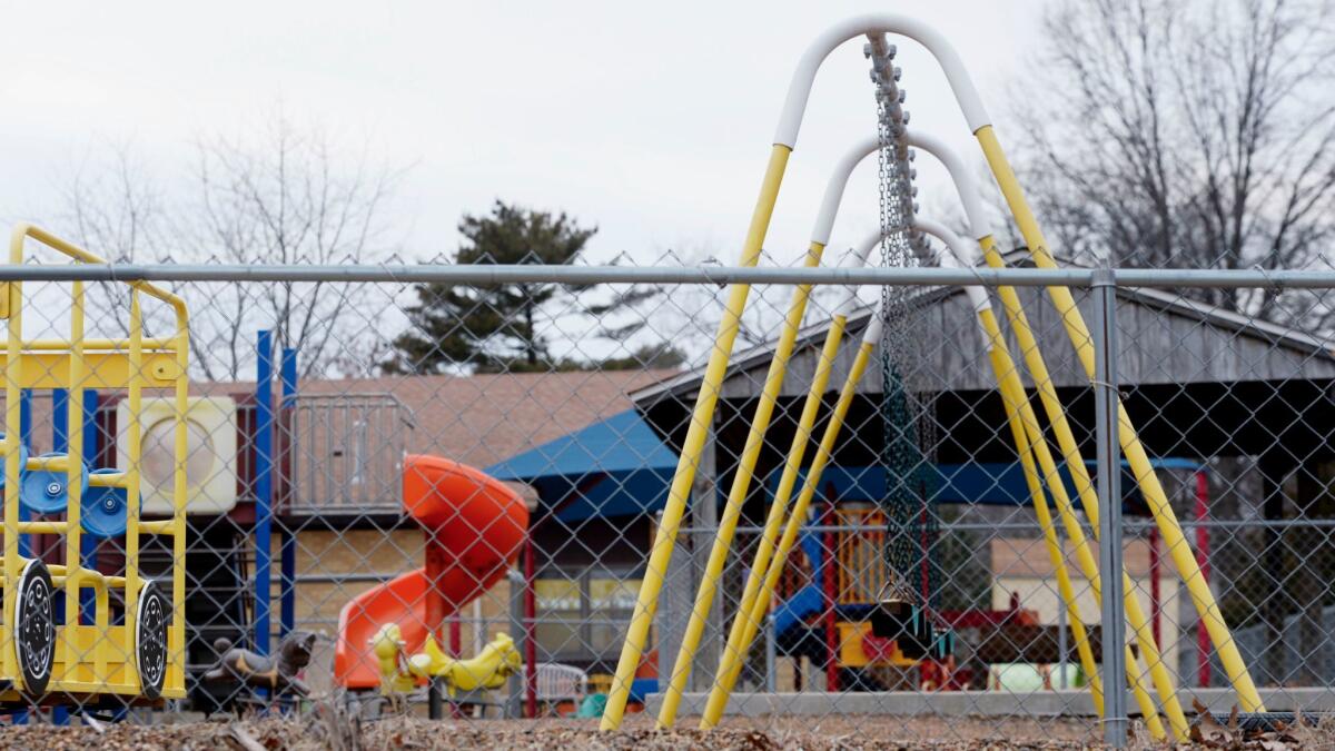 The empty playground at Trinity Lutheran Church in Columbia, Mo on Jan. 26, 2016. The Supreme Court ruled that churches have the same right as other charitable groups to seek state money for new playground surfaces and other non-religious needs.