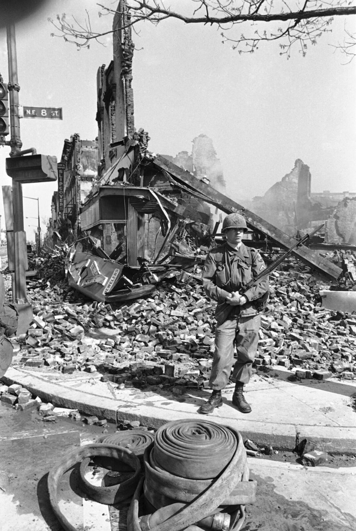 A National Guard soldier in Washington two days after the assassination.