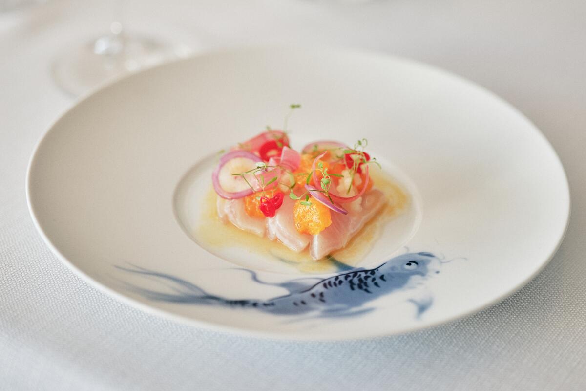 SANTA BARBARA, CA - MAY 20: Crudo at Caruso's, within the Rosewood Miramar Beach, on May 20, 2025 in Santa Barbara, CA. (Shelby Moore / For The Times)