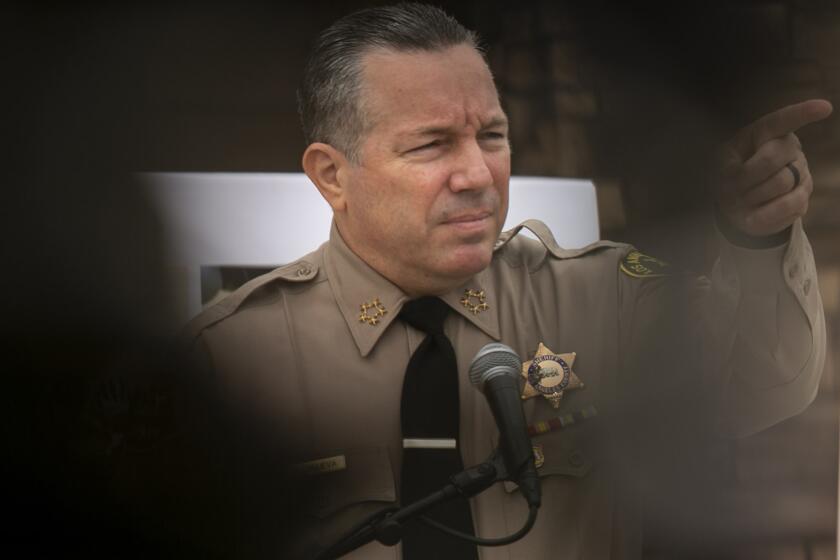 LOS ANGELES, CA - SEPTEMBER 10: Los Angeles County Sheriff Alex Villanueva speaks during a press conference at South Los Angeles Sheriff's Station on Thursday, Sept. 10, 2020 in Los Angeles, CA. The focus of the press conference was the recent protests that have been held following the deputy-involved shooting of Dijon Kizzee on Aug. 31 in the Westmont area. (Josie Norris / Los Angeles Times)