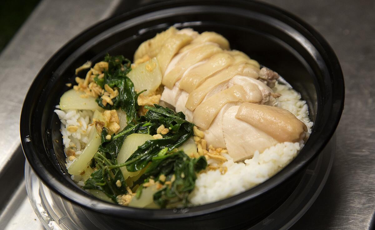 Chicken tinola - free-range chicken simmered in aromatic ginger broth, young papaya, chili leaves and Milagros (rice).