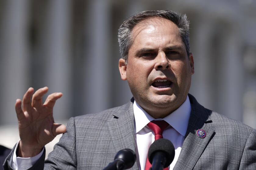 FILE - Rep. Mike Garcia, R-Calif., a member of the House Appropriations Subcommittee on Defense speaks to reporters at the Capitol in Washington, Friday, Sept. 15, 2023. (AP Photo/J. Scott Applewhite,File)