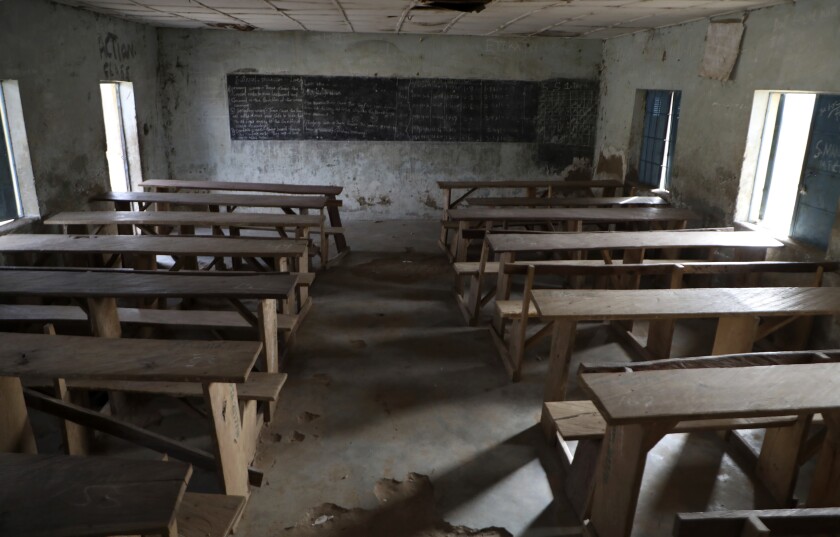 Empty classroom in Nigeria