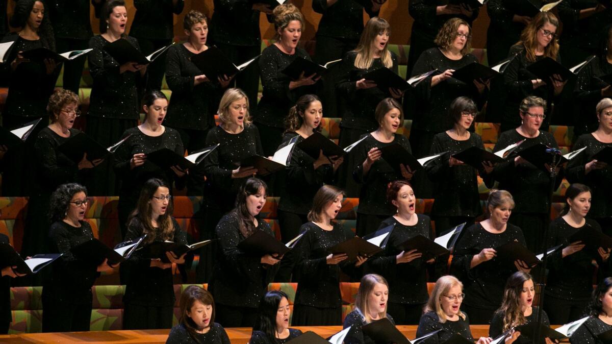 Members of the Los Angeles Master Chorale perform Beethoven's "Missa Solemnis" Sunday at Walt Disney Concert Hall.