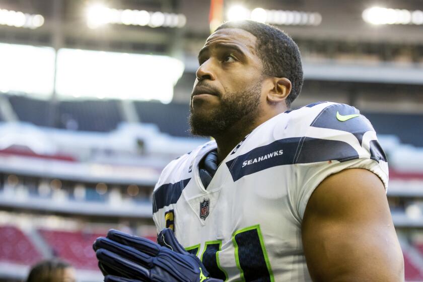 Linebacker (54) Bobby Wagner of the Seattle Seahawks walks off the field after defeating the Houston Texans 33-13 