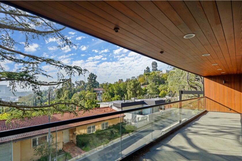 The three-bedroom house is perched in Lake Hollywood, a small enclave of homes overlooking the Hollywood Reservoir.
