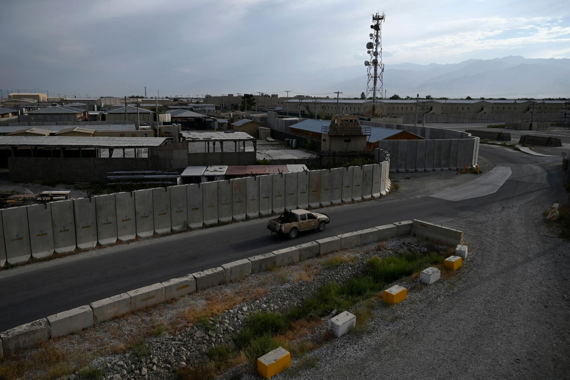 Fencing, buildings and roads at the Bagram air base 