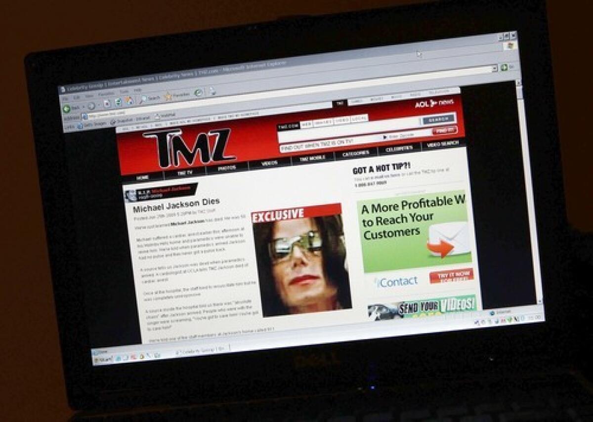 TMZ?s website was first to report Jackson?s death.