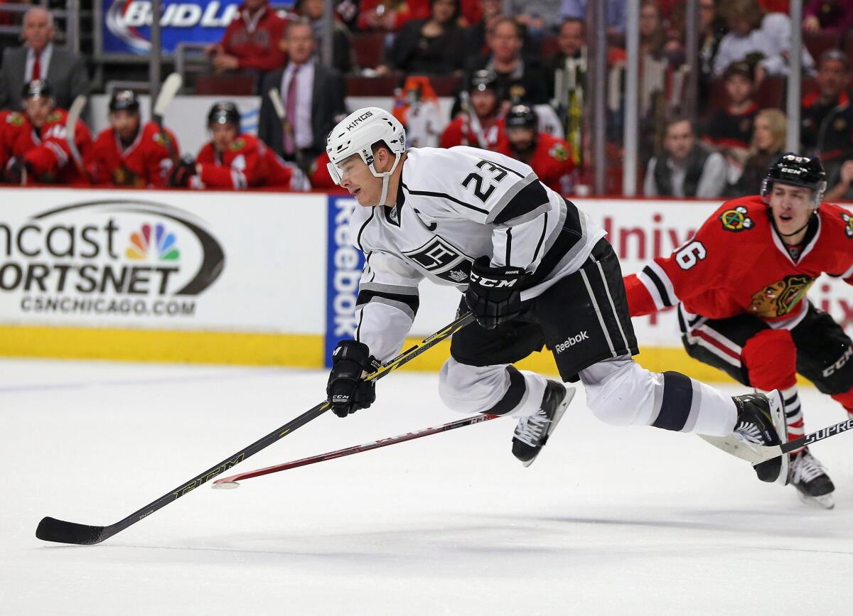 Forward Dustin Brown and the Kings were tripped up by the Blackhawks Monday night.