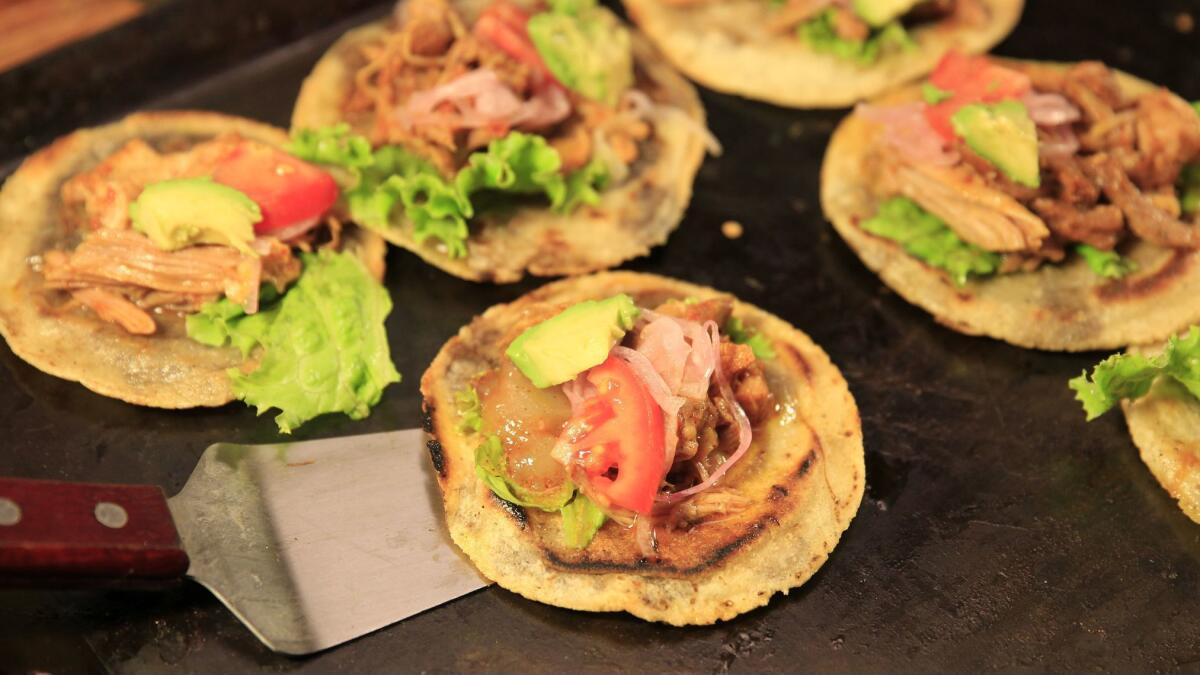 Tacos from Chichen Itza restaurant. The restaurant will participate in the Baja Market L.A. festival Saturday.