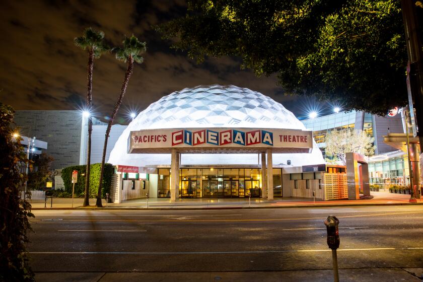 HOLLYWOOD, CA --MARCH 20, 2020 - A quiet and empty Cinerama Dome of the ArcLight Cinemas, on Sunset Boulevard, in Hollywood, CA, March 20, 2020. (Jay L. Clendenin / Los Angeles Times)