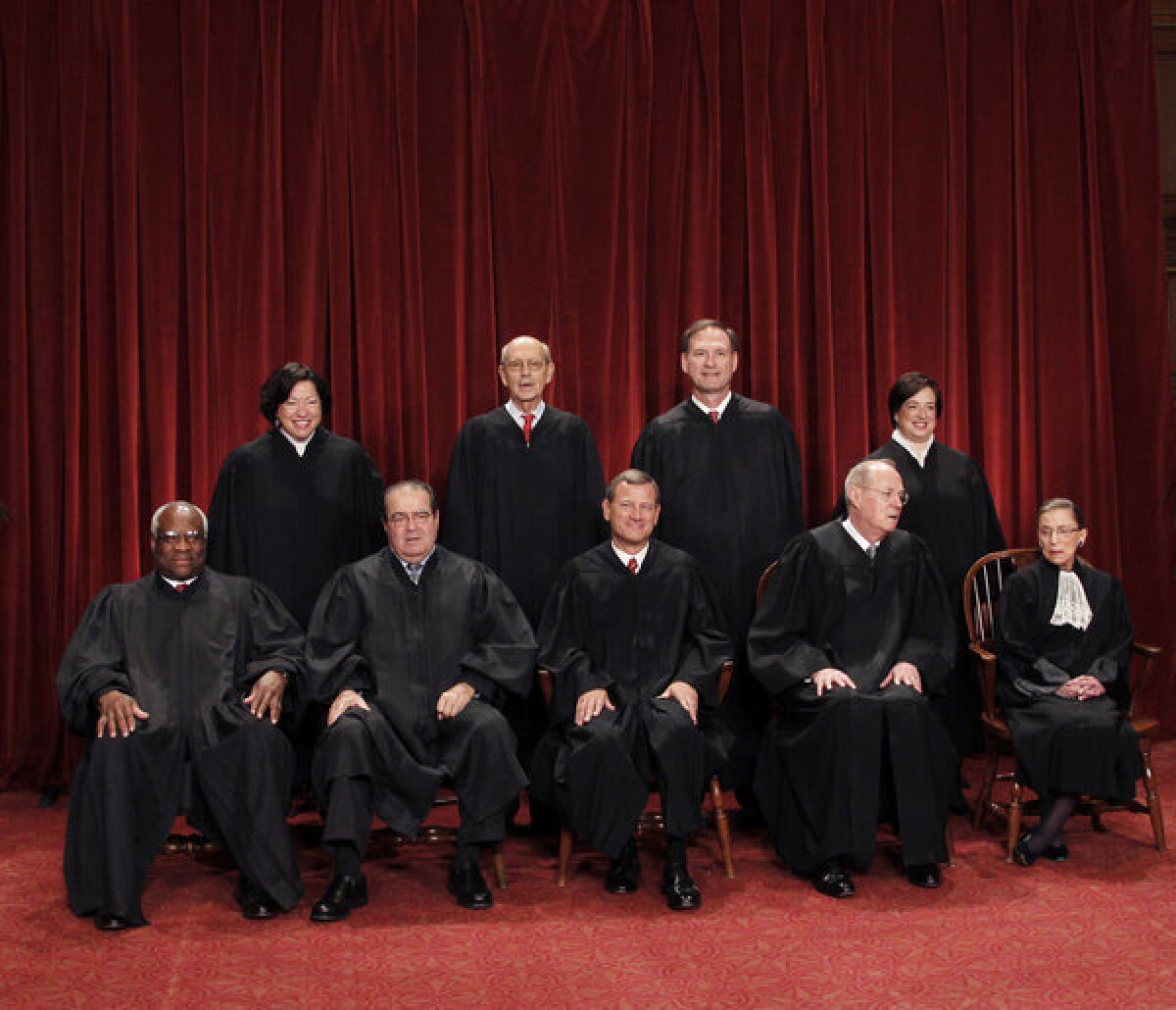 The justices of the Supreme Court, seen in a 2010 group portrait.