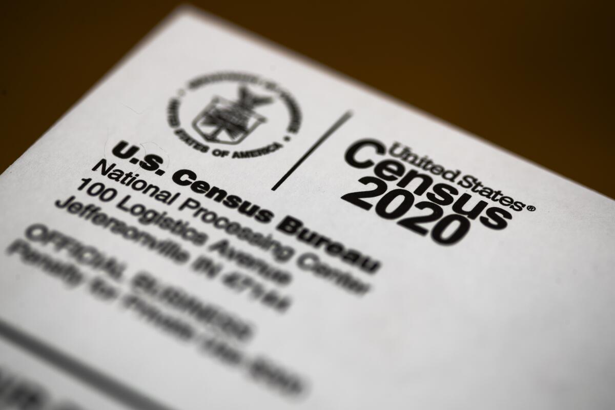 An envelope containing a 2020 census letter