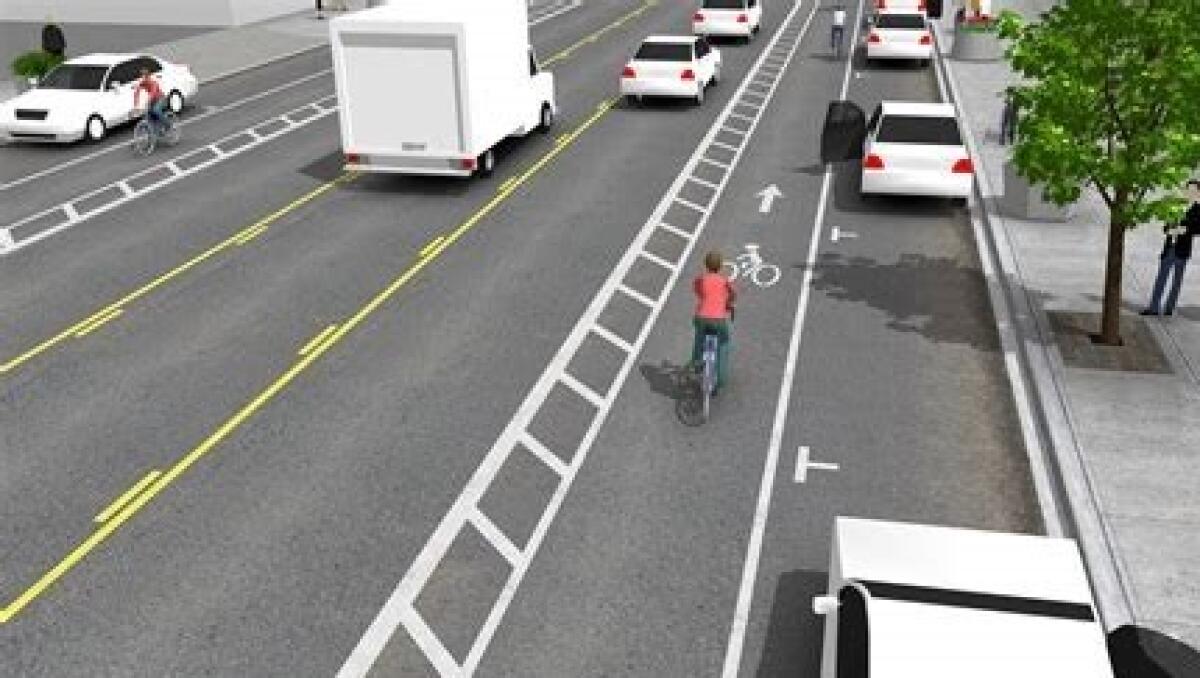 A buffered bike lane without raised barriers
