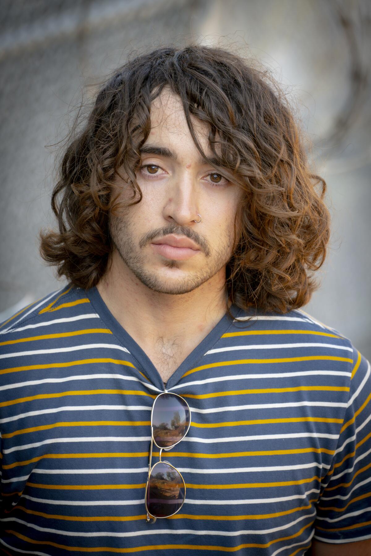 Chula Vista, CA - August 25: On Wednesday, Aug. 25, 2021, from indie rock band Los Saints in Chula Vista, Angel Mariscal, 22